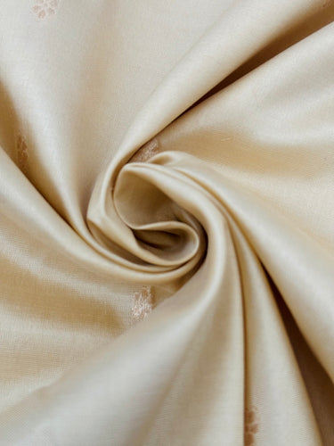 Lightweight Banarasi Katan Silk Saree | Beige | Gold Zari | Handwoven | Silk Mark Certified | Ships from California